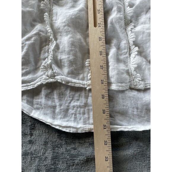 Valentina Naldi Dress Womens Small White Linen Boho Cottagecore Floral Crochet - Picture 6 of 9